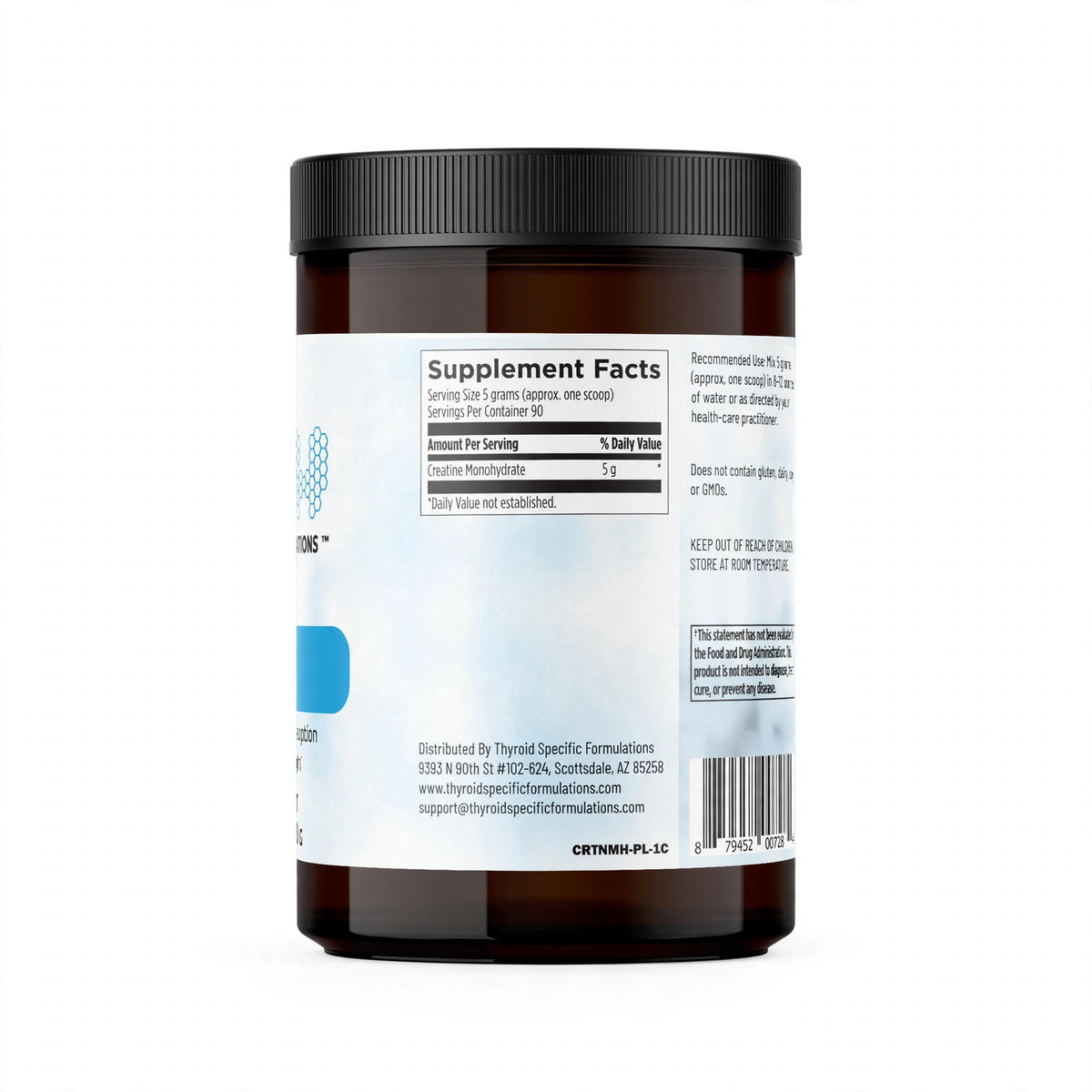 CreaFine jar back with supplement facts